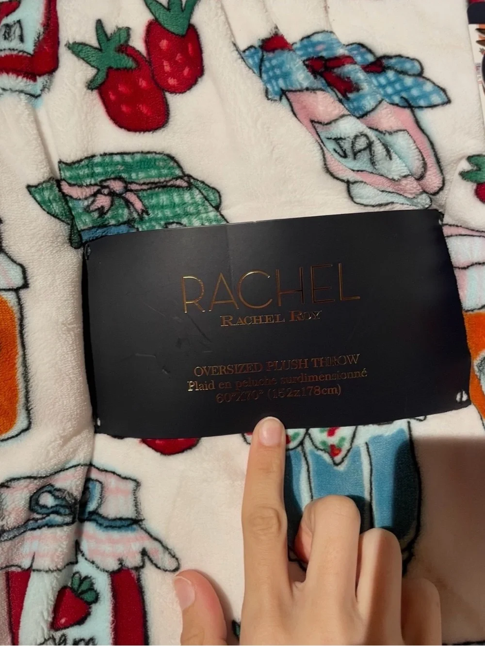 NWT Rachel Roy Designer Plush Oversized Blanket Berry Jams and Jellies